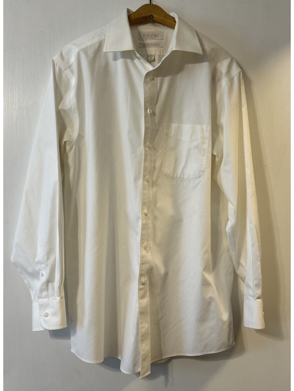 Roundtree & Yorke Gold Label Fitted Non Iron Men's Shirt 16/34 100% Cotton White
